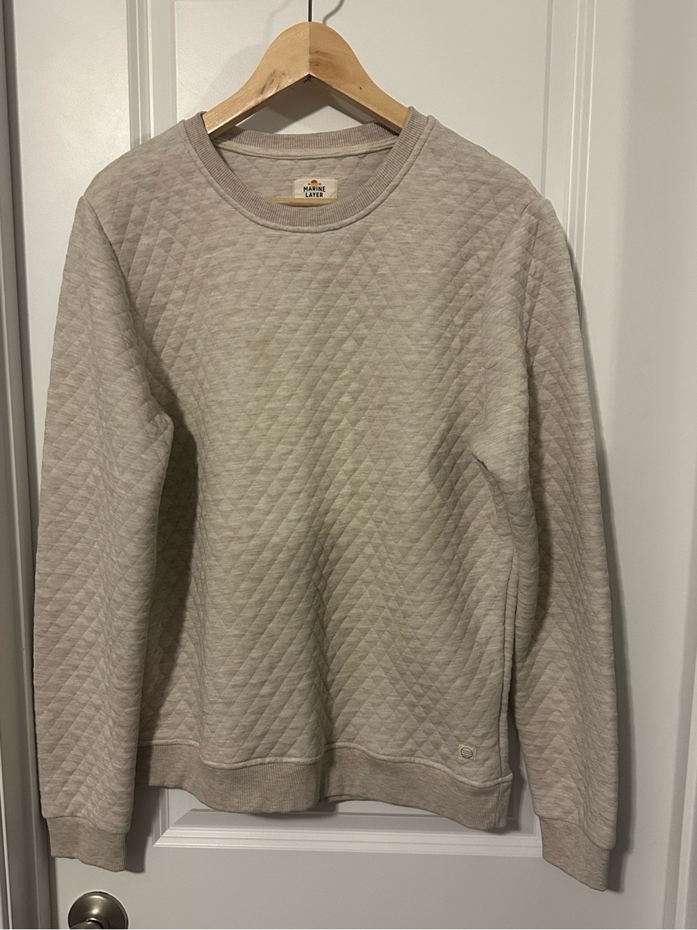 Marine Layer Corbet Quilted Crewneck Sweater - Cream - Picture 2 of 5